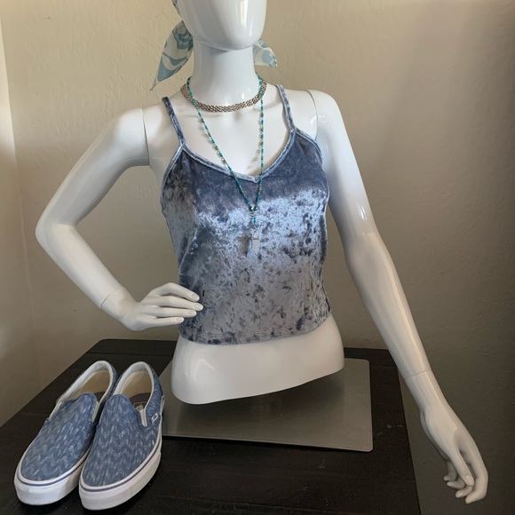 Full Tilt Velvet Blue Top - Picture 3 of 8